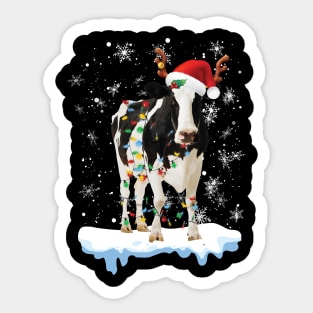 Mooey Christmas Heifers Santa Xmas Lights Cow Lovers Sticker